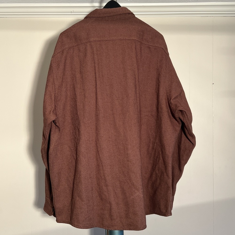 Land's End Thick Brown Herringbone Flannel Shirt Mens Size XXL - Picture 6 of 8
